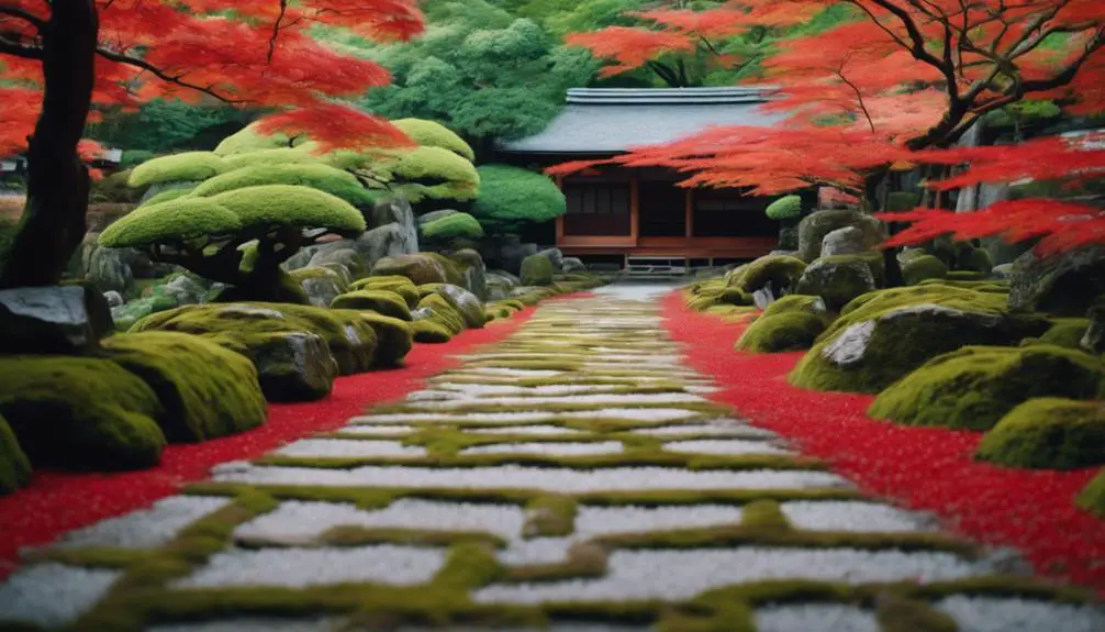 tranquil temple with nature